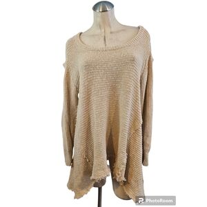 Paisley Anthropologie Size XL Cold Shoulder Sweater Handkerchief Hem